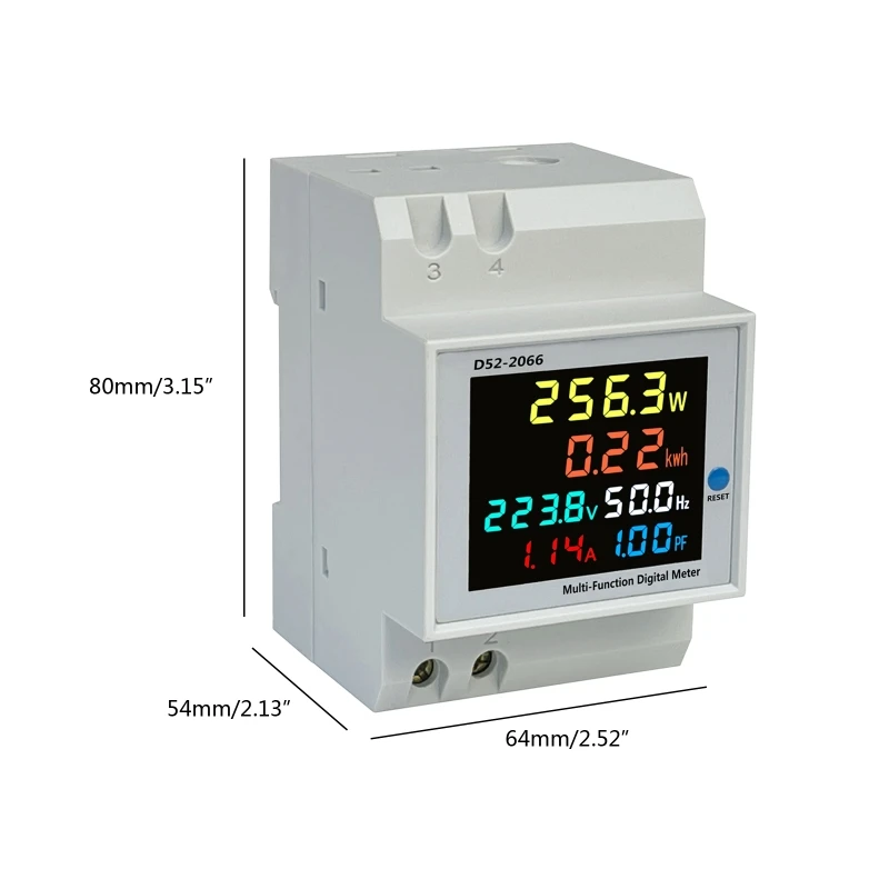 Ipiip Điện Áp Mét Din Màn Hình 6IN1 110V 220V 380V 100A Điện Máy Đo Tốc Công Suất năng Lượng Vôn Kế Ampe Kế