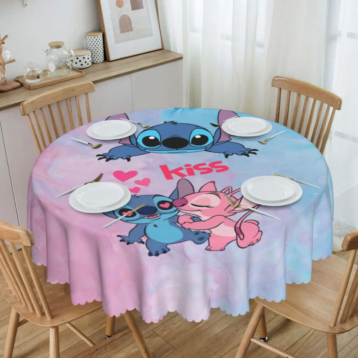 

Custom Round Fitted Stitch Lion Disney Table Cloth Oilproof Tablecloth 60 inch Table Cover for Kitchen Dinning