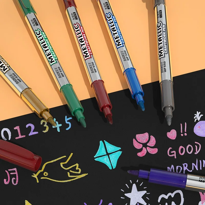 

6 Colors DIY Highlight Painting Pen Craft Pen Stationery Flash Marker Metallic Paint Pen