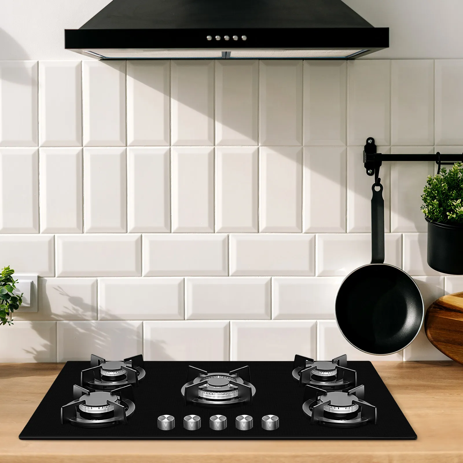 

1Set Gas Stove Burner Covers Reusable Heat Resistant Stove Top Protectors Pre-Cut Center Hole with Cleaning Brush Kitchen Mat