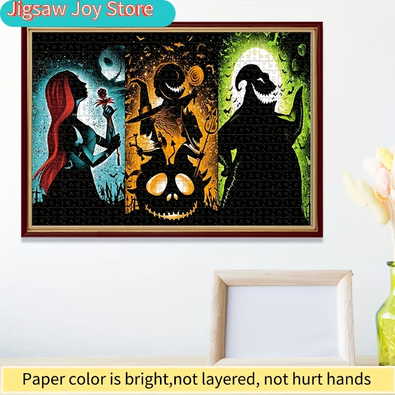Puzzle 1000 elementów Postacie z kreskówek Miasteczko Halloween Jack i Sally Potwór Puzzle do zawieszenia na ścianie Gra dla dorosłych Prezent dla rodziny