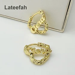 Lateefah 18mm Heart Twisted Earring Hoop Kids Cute Custom Name Earring Jewelry Gift Party Women Personalized Heart Earrings