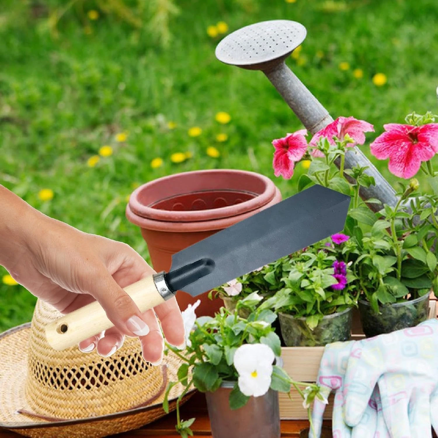 Garden Spade, Hand Tool with Ergonomic Handle, Digging Spade, Garden Spade for Mixing Soil, Sowing and Planting Potted Flowers