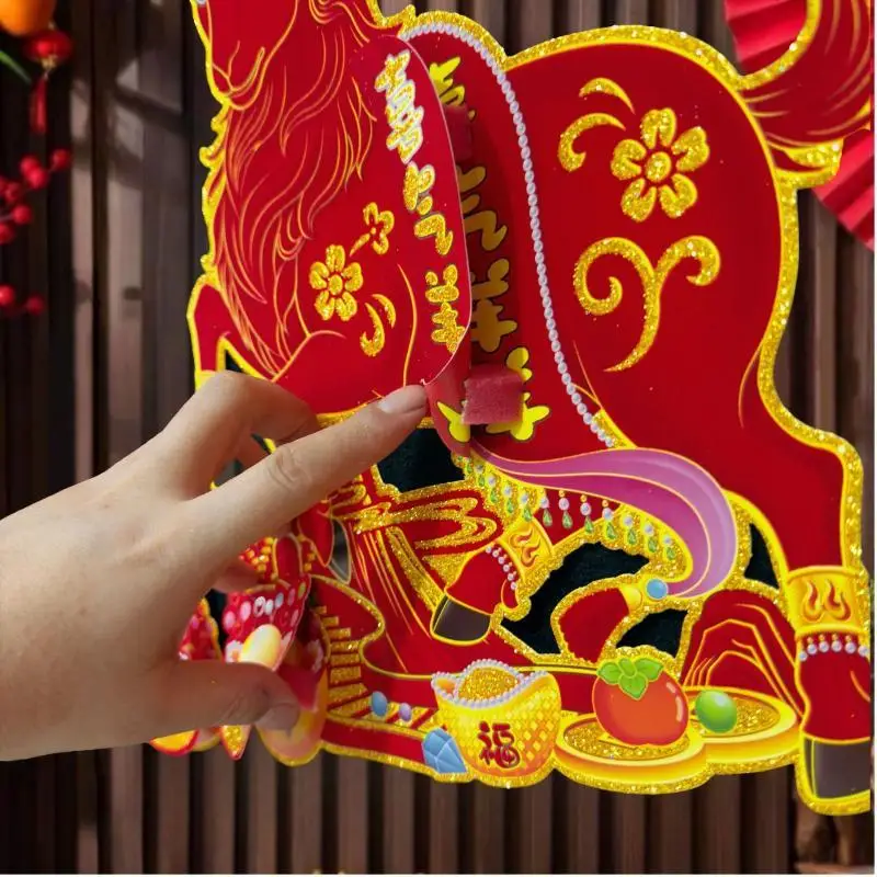 Lunar New Year Goat Theme Stickers 1/30/60 Pairs 3D Flocked Self-Adhesive Spring Festival Window Home Decor
