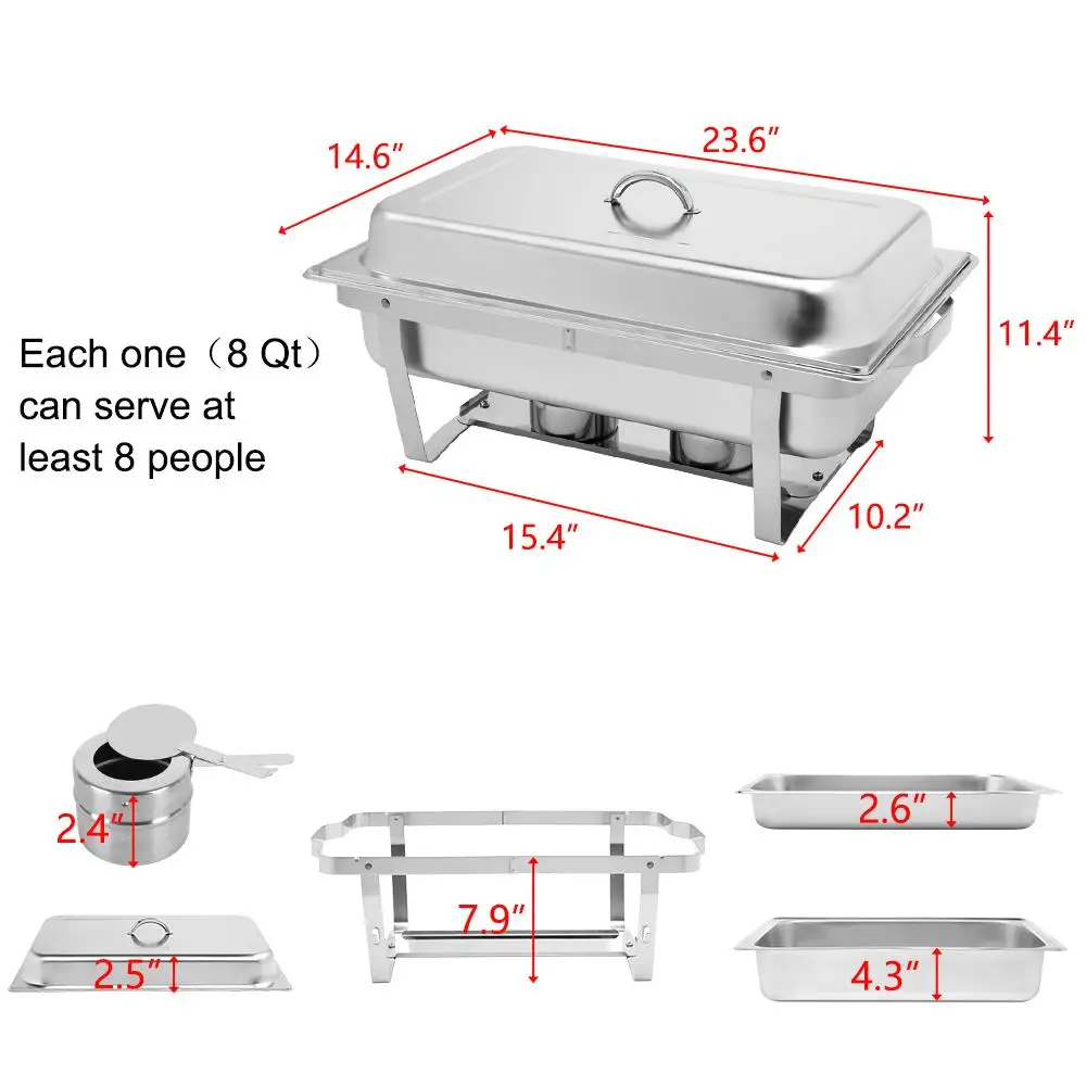 9L-12 Dual Set Stainless Steel Rectangular Buffet Stove with Logo - Single Basin Design