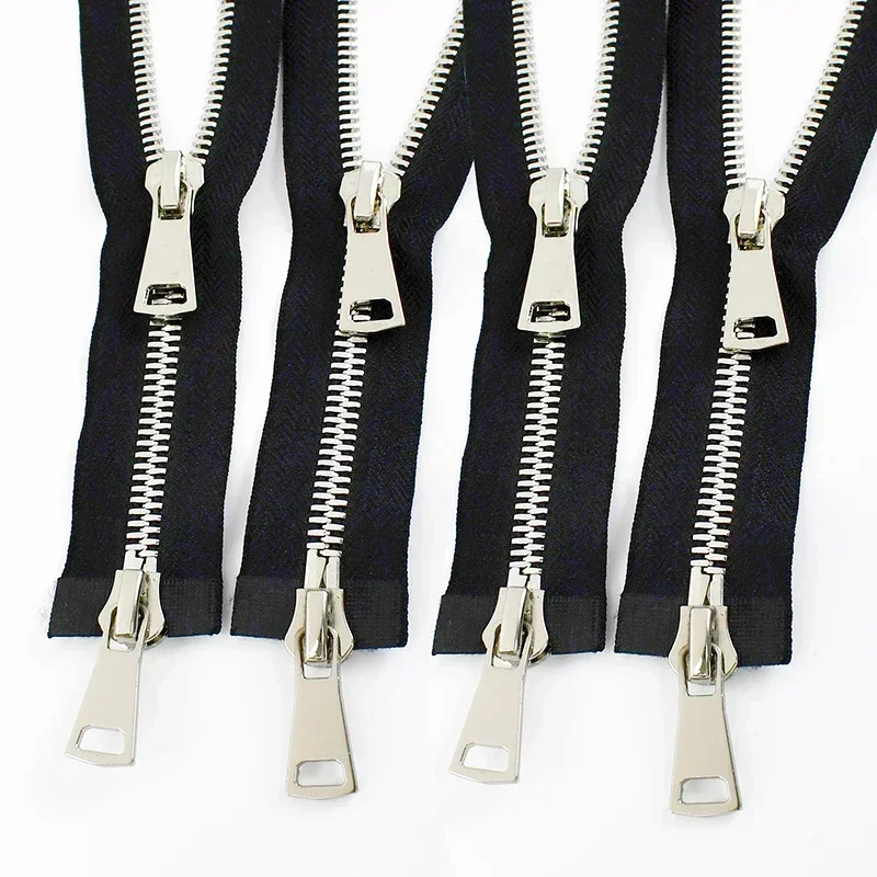 1Pc 8# 70/80/90/100cm Metal Zipper Double Slider Open End Auto Lock Zippers Bag Jacket Clothes DIY Sewing Material Accessories