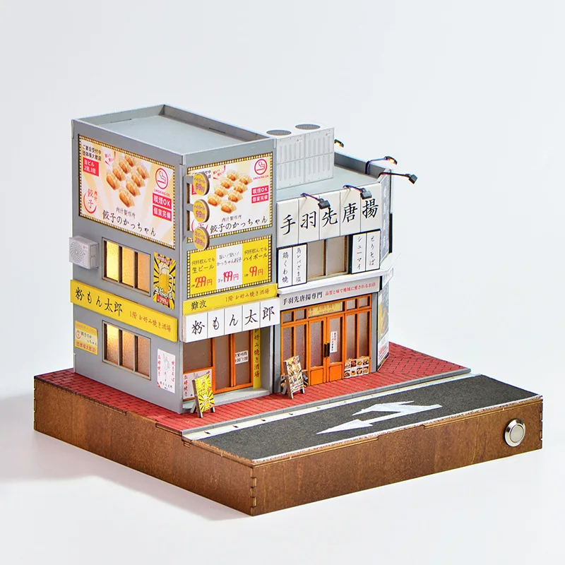 

1:64 Scale Miniature Street Scene DIY Kit-Lit Japanese Yakitori Shop & Storefront, Handmade Assembly Model for Car Diorama Decor
