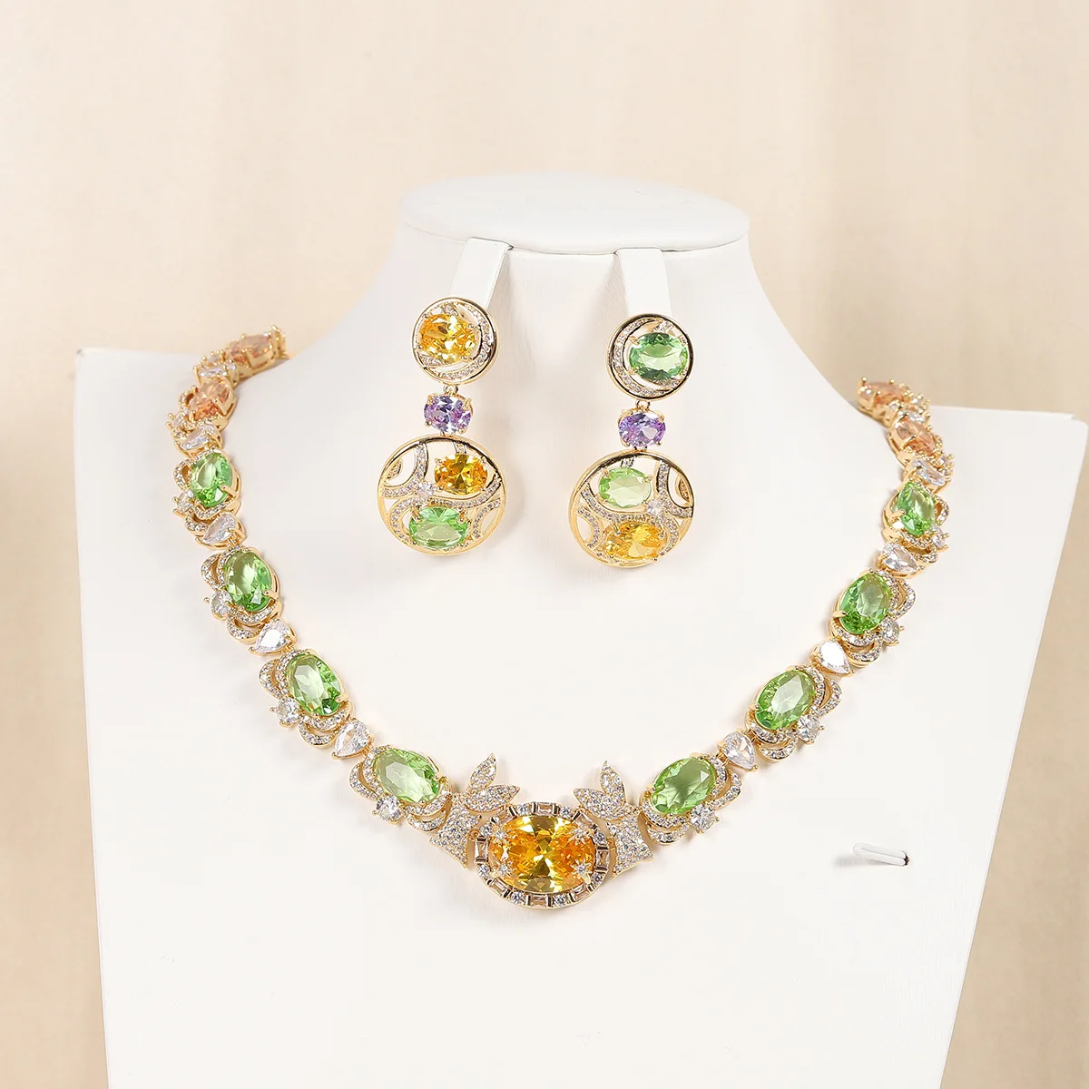 

HIBRIDE 2025 New Shiny Palace Style Jewelry Necklace Earrings Dress Suitable for Women's Wedding Ball Everyday Gifts S-926