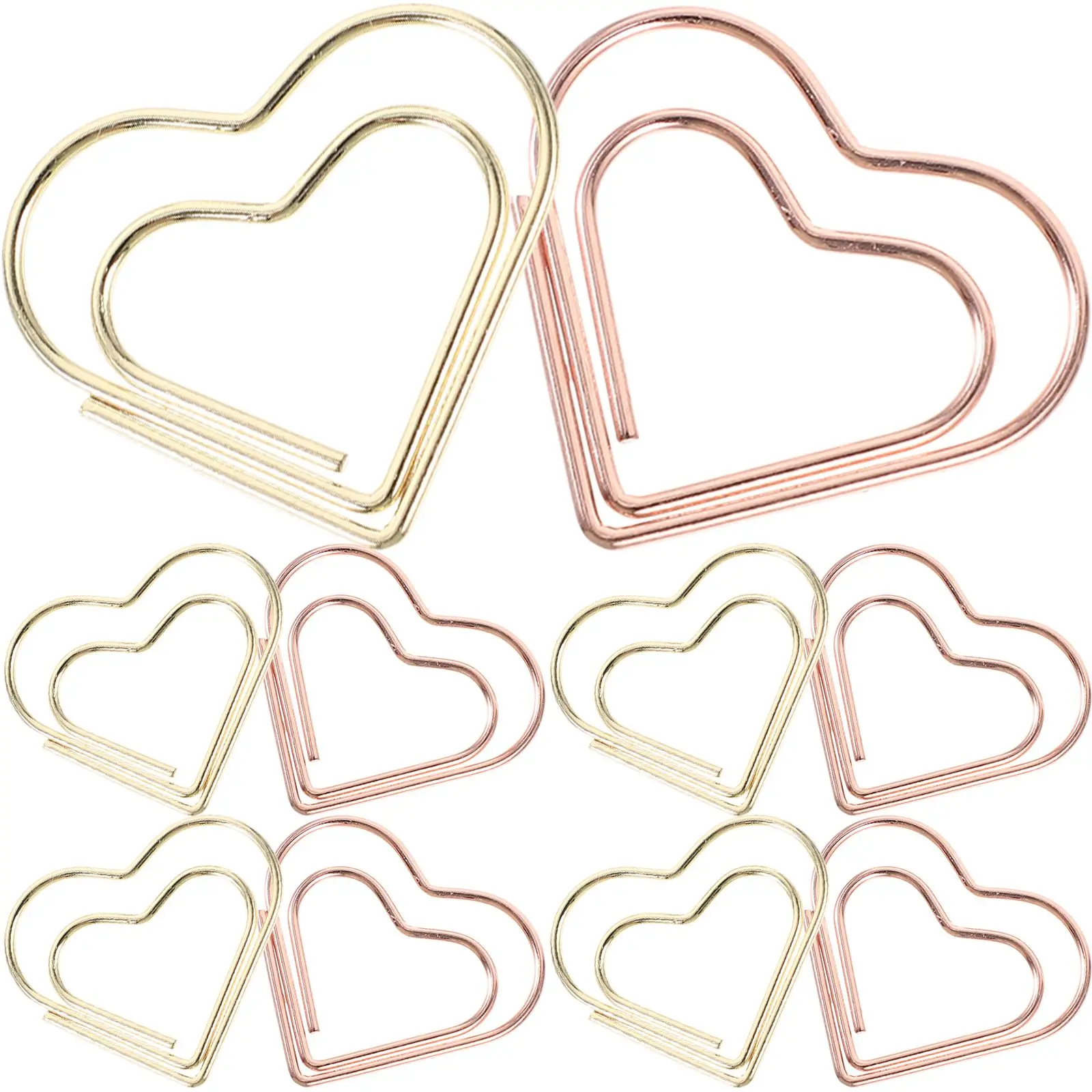 24 szt. Mini spinacze w kształcie serca kolorowe różowe złoto śliczne kreatywne dokumenty biurowe metalowe spinacze stop aluminium