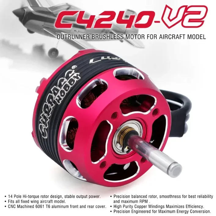 

Surpass Hobby C4240/ C4250/ C4260 V2 14 Pole Hi-torque Outrunner Brushless Motor For Fixed wing Aircraft Model