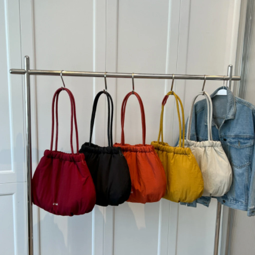 Bolsas de ombro multifuncionais dobráveis para mulheres, bolsa de balde durável, bolsa dobrável, bolsa compacta, armazenamento de moda