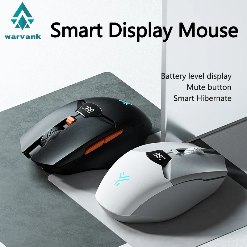 Warvank SX01 Ratón inalámbrico Bluetooth Pantalla inteligente Pantalla de nivel de batería Batería de litio recargable de 600 mAh Ratón silencioso