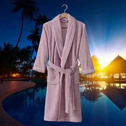 Cotton  Bathrobe Men Nightgown  XL Women Sleepwear Girls Boys Fleece Lovers Long Soft blue spring summer autumn