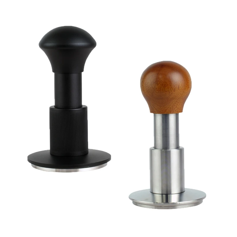 New Design Adjustable Constant Pressure Impact Tamper  Espresso Coffee Force Tamper with Wooden Handle