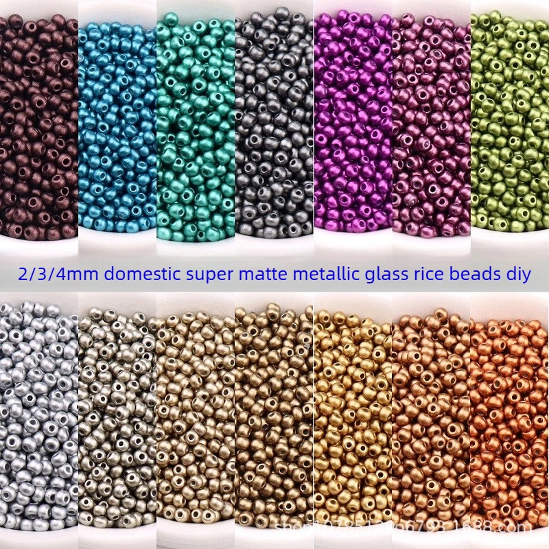 Hochwertige 2/3/4 mm Matte Metallische Glasperlen Handgefertigte DIY-Kleidungsperlen Lose Perlen