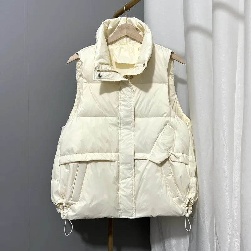 Autumn Winter Women Oversize Down Waistcoat Jacket Light Thin White Duck Down Vest Coat Parkas Ladies Warm Sleeveless Short Tank