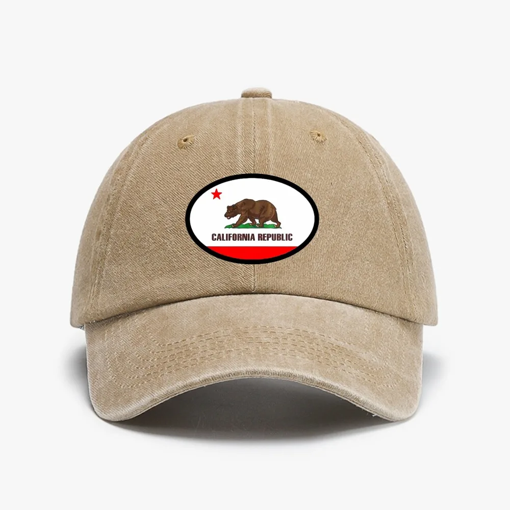 

California Republic State Flag Men Women Baseball Cap Distressed Washed Hat Fashion Outdoor Running Golf Caps