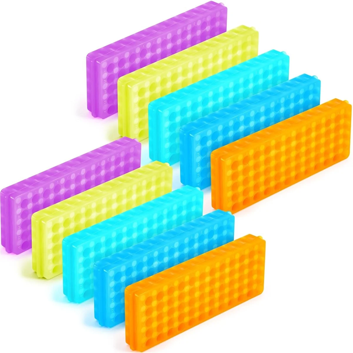 10 Pcs Microcentrifuge Tube Rack Polypropylene Test Tube Holder Double for 0.5 Ml- 2 Ml Tube, 60 Holes Each, 5 Colors