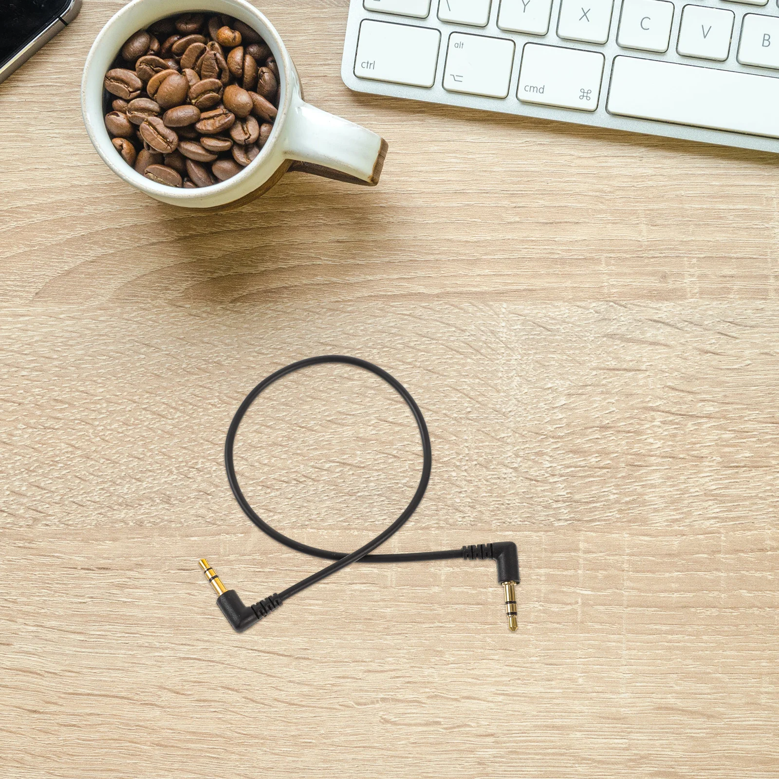 

5pcs 3.5Mm Audio 90 Degree Bent Headphone Cord For Car Computer Male To Male Headphone Cable 30Cm Black Braided Aux Cable