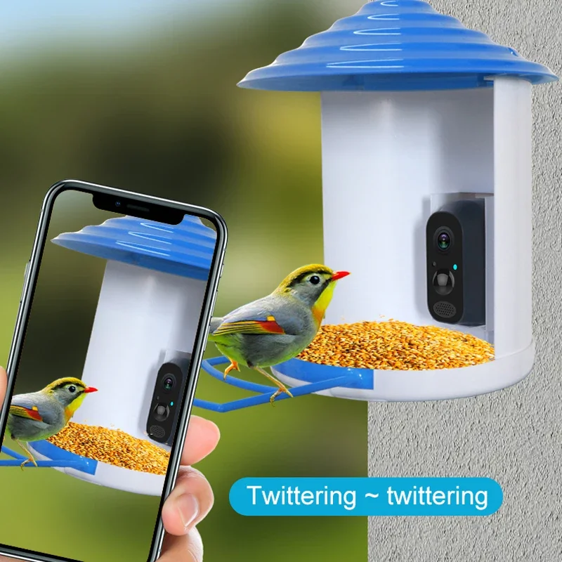 Solar Smart Bird Feeder with Camera 1080P HD Night Vision AI Recognition Bird Species Feeder Auto Capture Bird Watching Camera