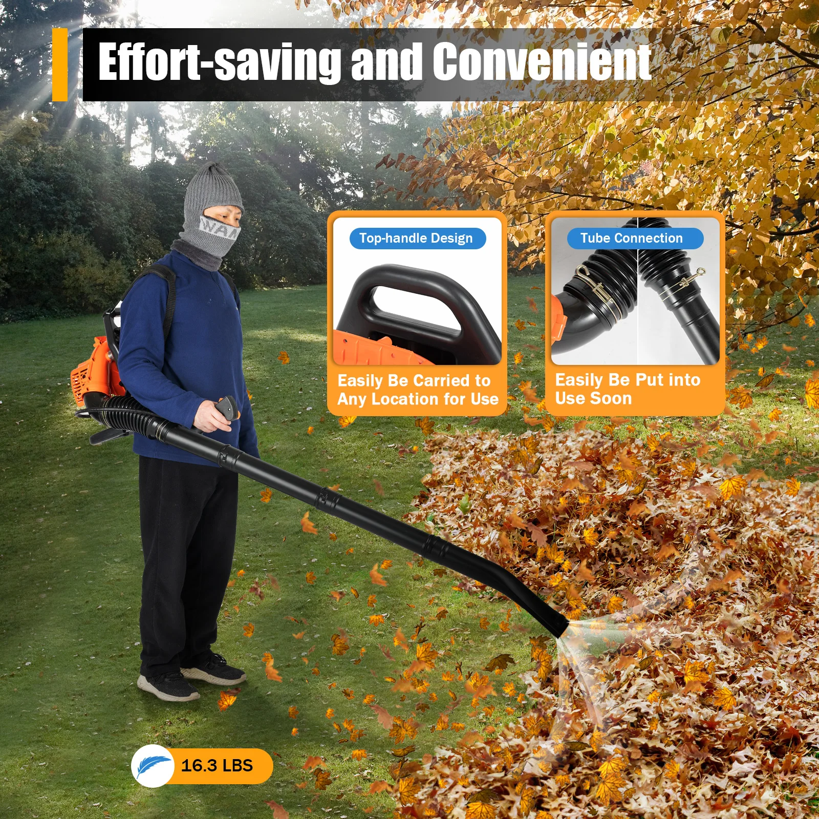 

42.7CC 2Stroke Gas Power Leaf Blower Backpack Leaf Blower Commercial Fuel Powered Grass Lawn Blower For Lawn Care Yard Patio