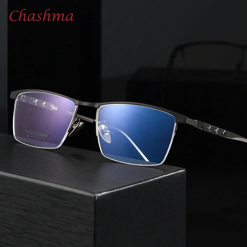 

Chashma Men Prescription Glasses Titanium Frame Reading Eyeglasses Light Weight Optical Eyewear Spectacles for Male