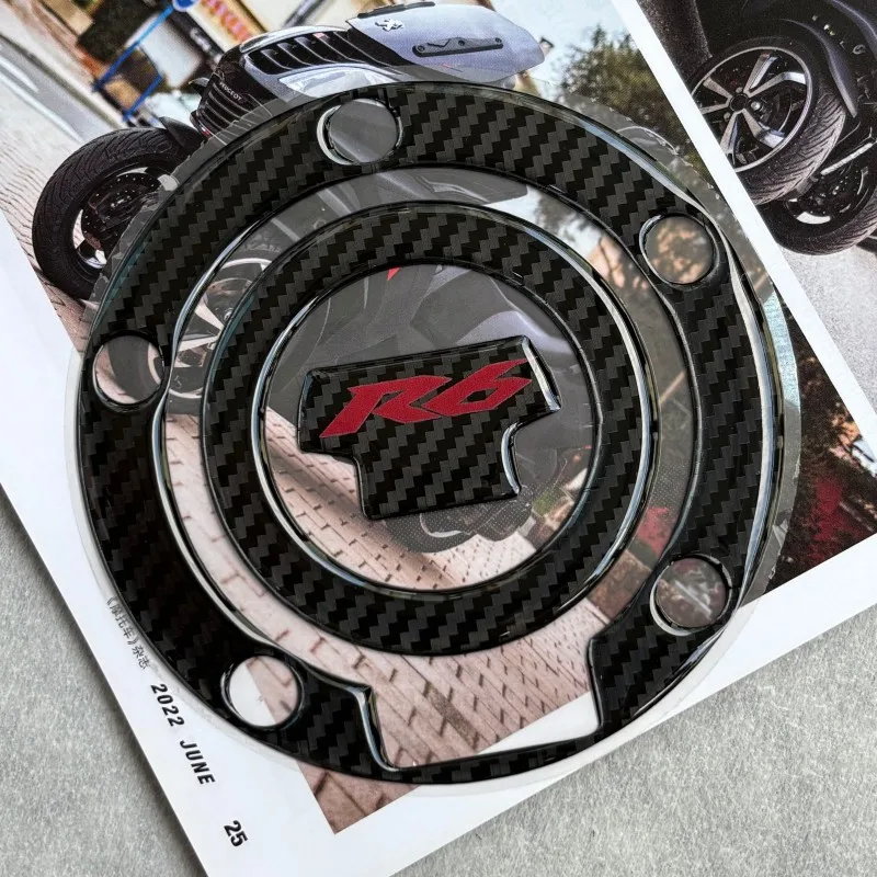 Motorcycle Modification Accessories R6 Carbon Brazing Adhesive Soft Rubber Fuel Tank cap Sticker Decorate Decal For YZF R6