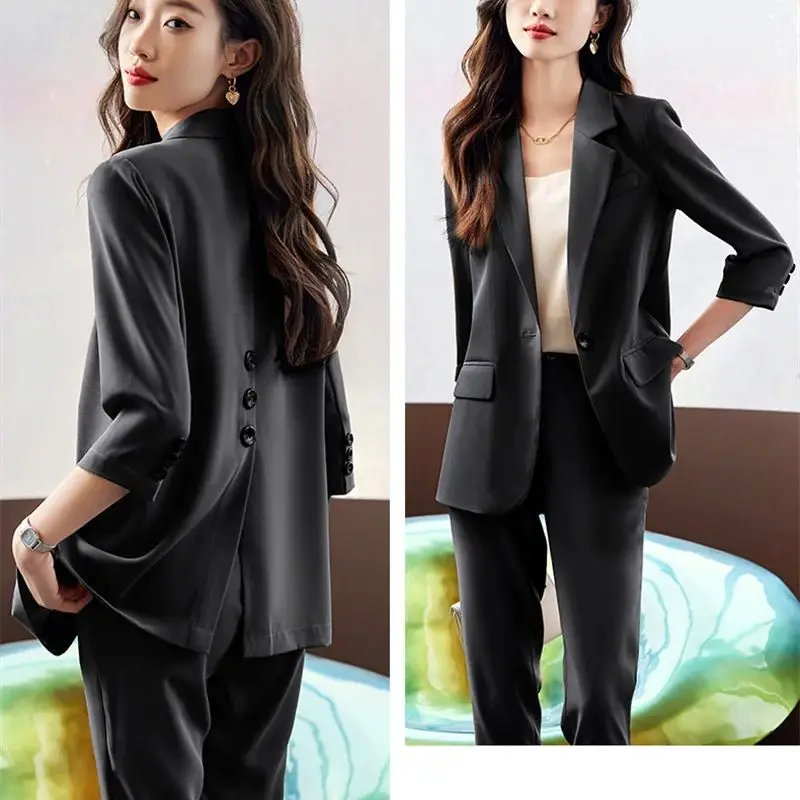 Design Sense Niche Suit Jacket Women's 2024 Spring and Autumn New Korean Version Fashionable Casual Temperament thin Suit set WF