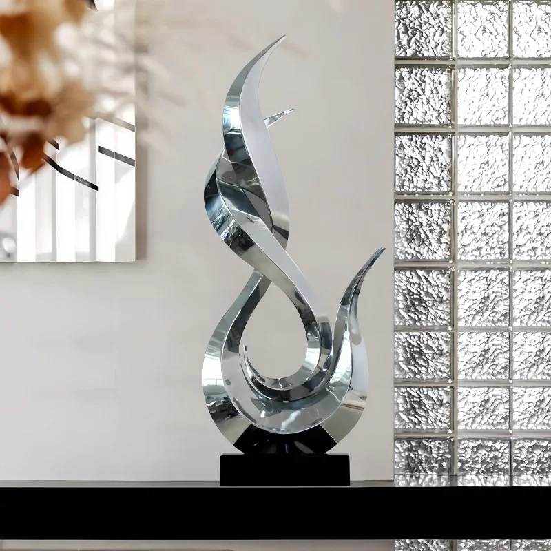 Nn Modern Light Luxury Abstract Stainless Steel Sculpture Hotel Lobby Art Living Room Floor Decoration Metal Handicrafts Ornamen