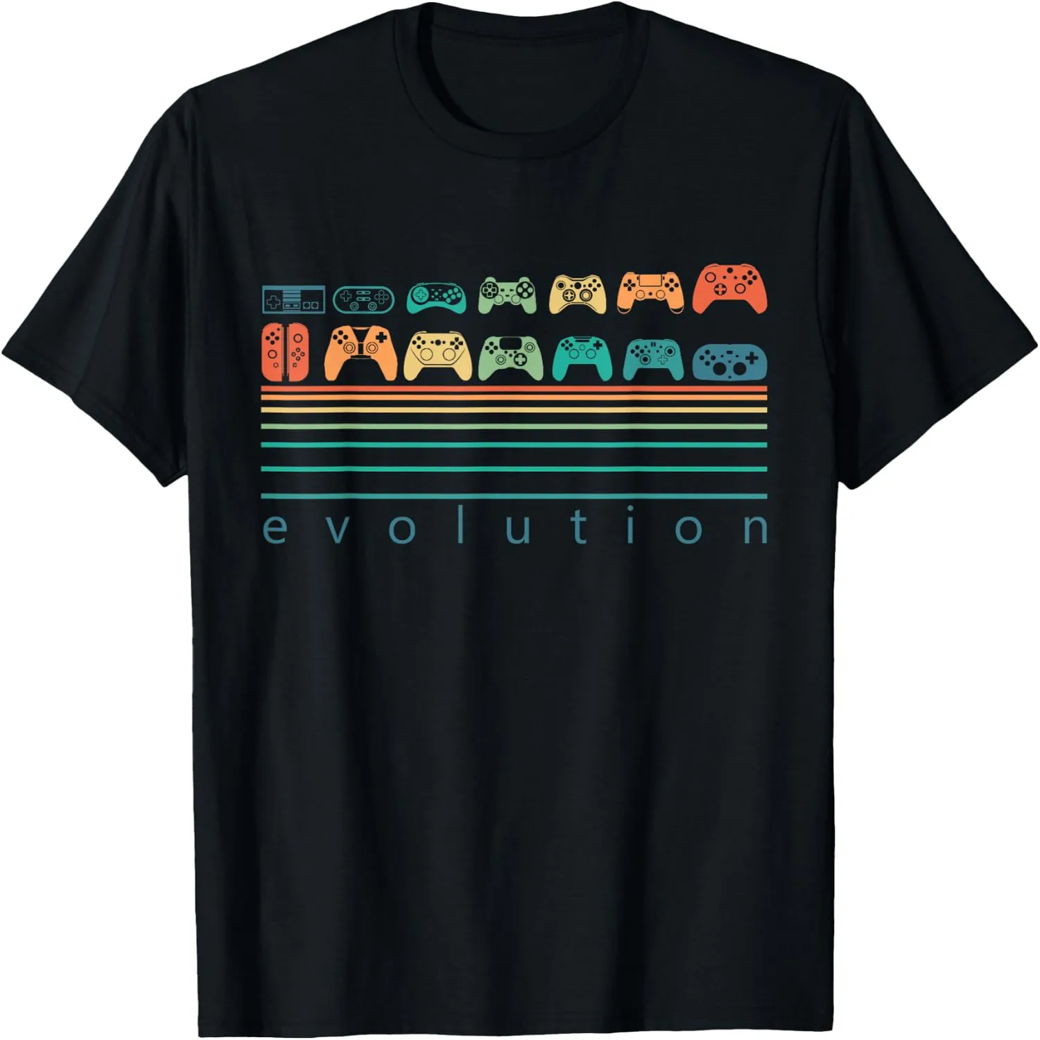 Video Game Controller Evolution 80s 90s Retro Gaming Gamer T-Shirt graphic tee, men’s, women’s, halloween shirt,