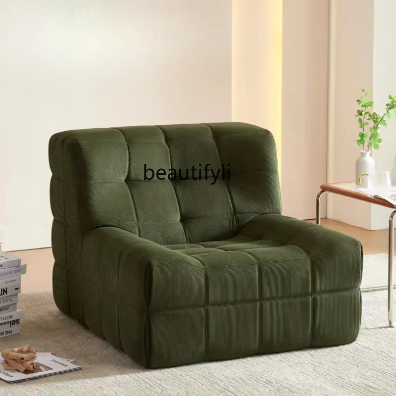 

Lazy Sofa Leisure Design Living Room Bedroom Japanese Retro Square Deer Island Single-Seat Sofa Chair