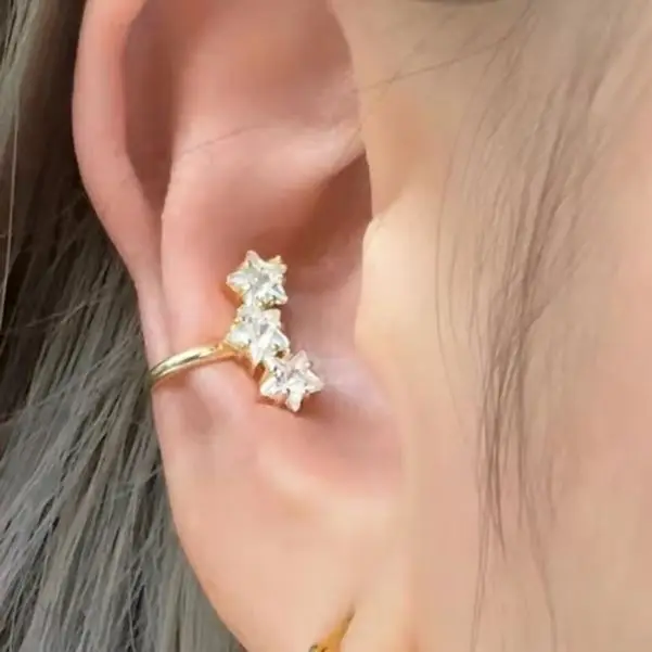 1PCS Fashion Star CZ Zircon Crystal Clip Earrings for Women No Piercing Gold Color Ear Cuff Statement Cartilage Earclips Jewelry