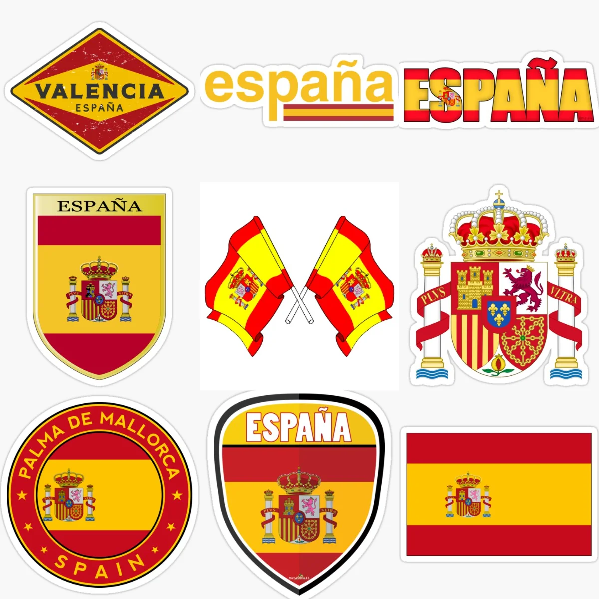 

E Spain Flag Map Emblem Creative PVC Stickers for Car Bicycle Motorcycle Helmet Wall Window Fridge Decoration Accessories
