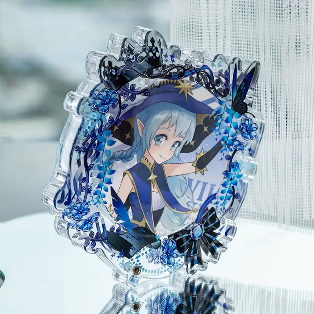 Badge Protector Anime Badge Holder Clear Creative Acrylic Badge Flower with Chain Transparent Pins Display Base Goods Display