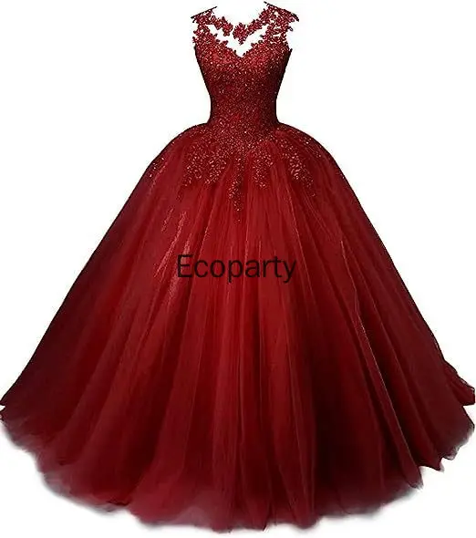 Drop schip pure hals baljurk quinceanera jurken vestidos de 15 anos vintage kant formele prinses verjaardagsfeestje aangepast