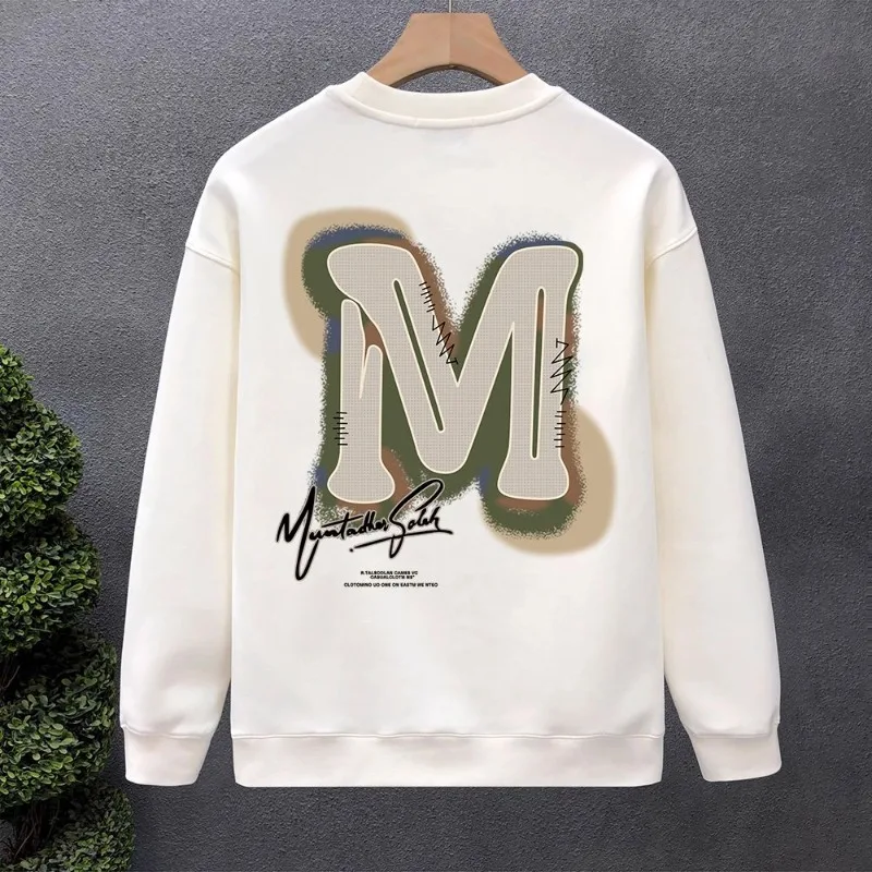 

Letter Print Male Sweatshirt Crewneck Harajuku Fashion Pastel Color Emo AutumnWinter Novelty and Loose Round Neck Men's Pullover