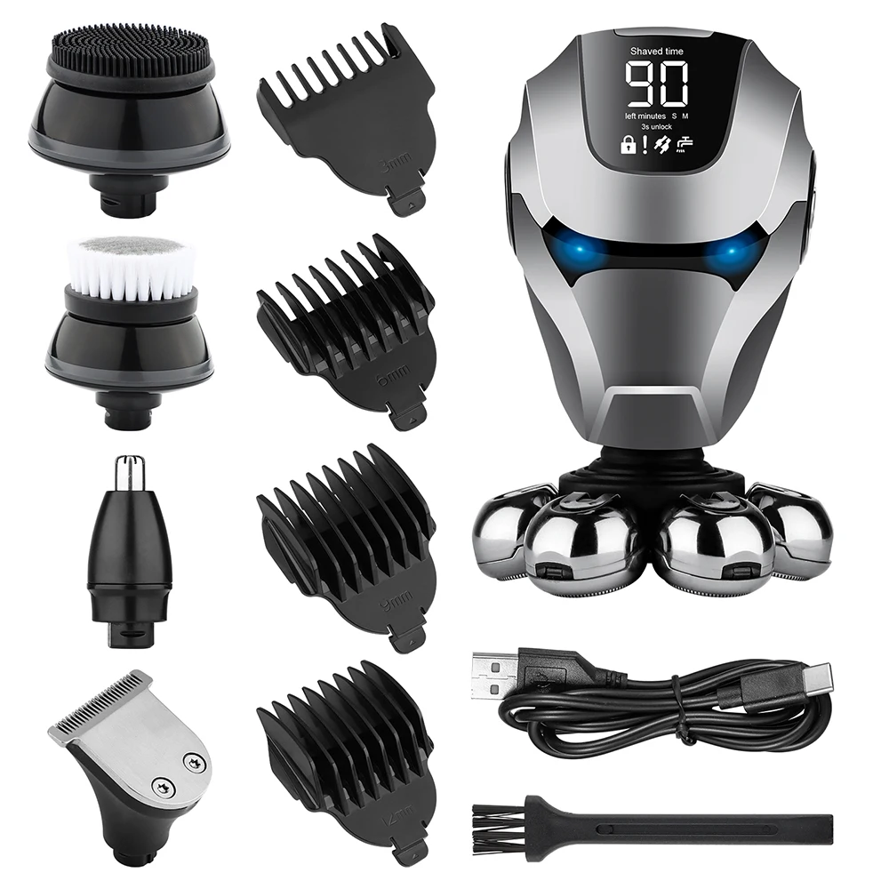 

Men's Electric Shaver Balding-Specific Hair Clipper Nose Hair Trimmer 7-Floating-Head Shaving Rechargeable Beard Trimmer