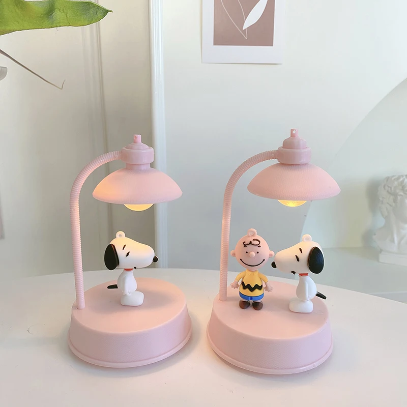 Snoopy Charlie Brown Cartoon Cute Night Light Music Box Creative Cartoon Kawaii Girly Heart Ambient Light Desktop Ornament Gift