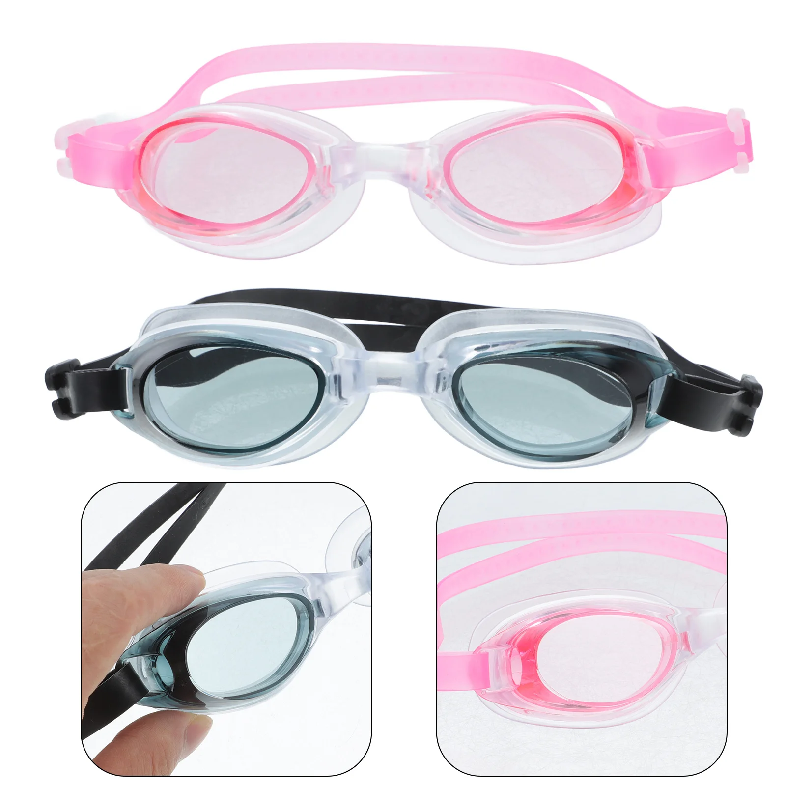 قطعتان من نظارات السباحة للجنسين مريحة وخفيفة الوزن وقابلة للتعديل بإطار عريض، نظارات سباحة رياضية بدون تسرب للبالغين والرجال والنساء #3