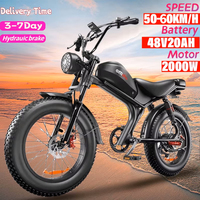 2024-EU  Warehouse C93 Electric eBike 2000w 20inch Fat Tire E-bike  55km/h 48V 20Ah Powerful Bicycle Steel Frame Adult Fatbike