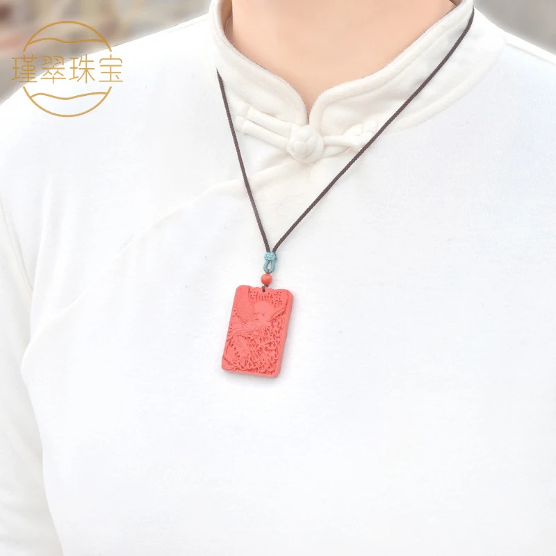 Auspicious Pendant High-Content Red Fortune Amulet Necklace Men and Women Sweater Chain