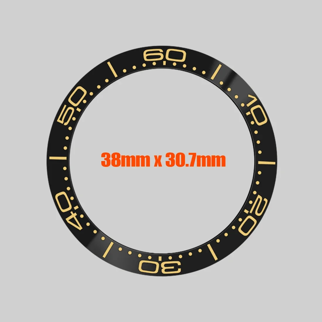 Inserto de bisel de cerámica Seamaster de 38mm x 30,7mm apto para caja de reloj Sub SRPD Seamaster 300 índice de 60 min piezas de anillo de bisel curvo