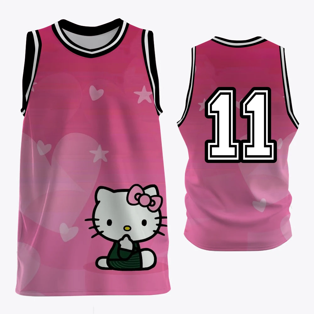 

Summer Cartoon Jersey Hello KittyEdwards American Youth and Children's Tank Top Basketball Suit Quick Drying Breathable Sports