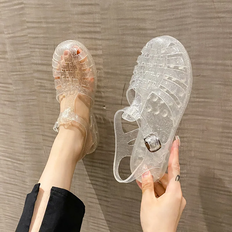 Plastic Sandals Women Summer Shoes Free Shipping Promotion Ladies Casual Flat Hollow Jelly Sandal Beach Shoes Sandalias De Mujer