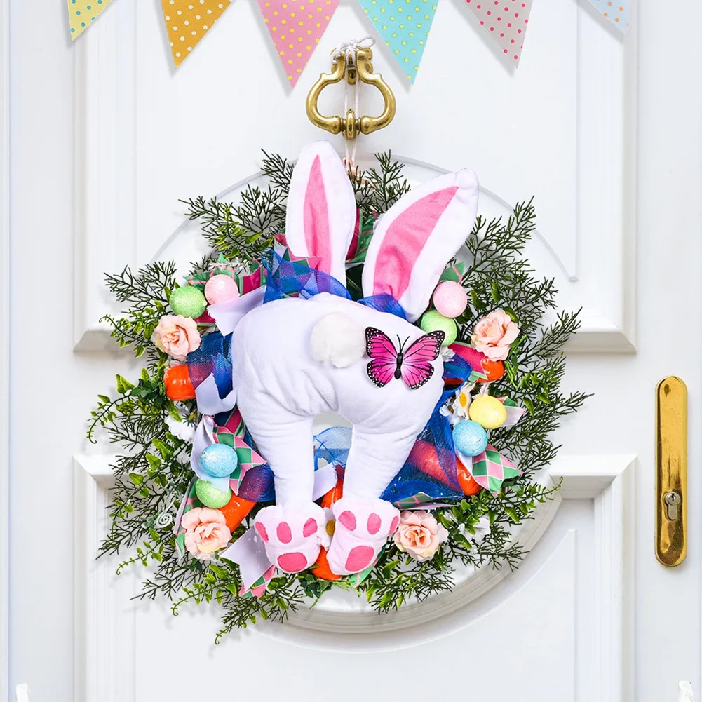 Colorful Easter Rabbit Garlands Door Oranments Wall Decoration Bunny Easter Party Eggs Happy Easter Party Decor for Home