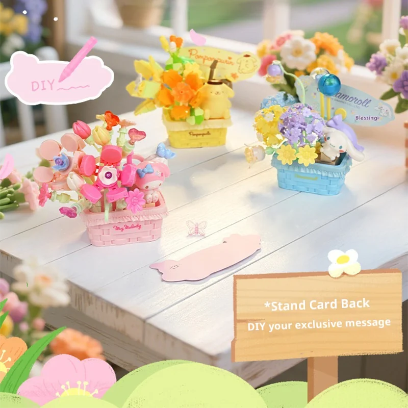 

Wonder Moon Sanrio Flower Secret Series Building Blocks Blind Box Hello Kitty Kuromi My Melody Birthday Gift For Girls