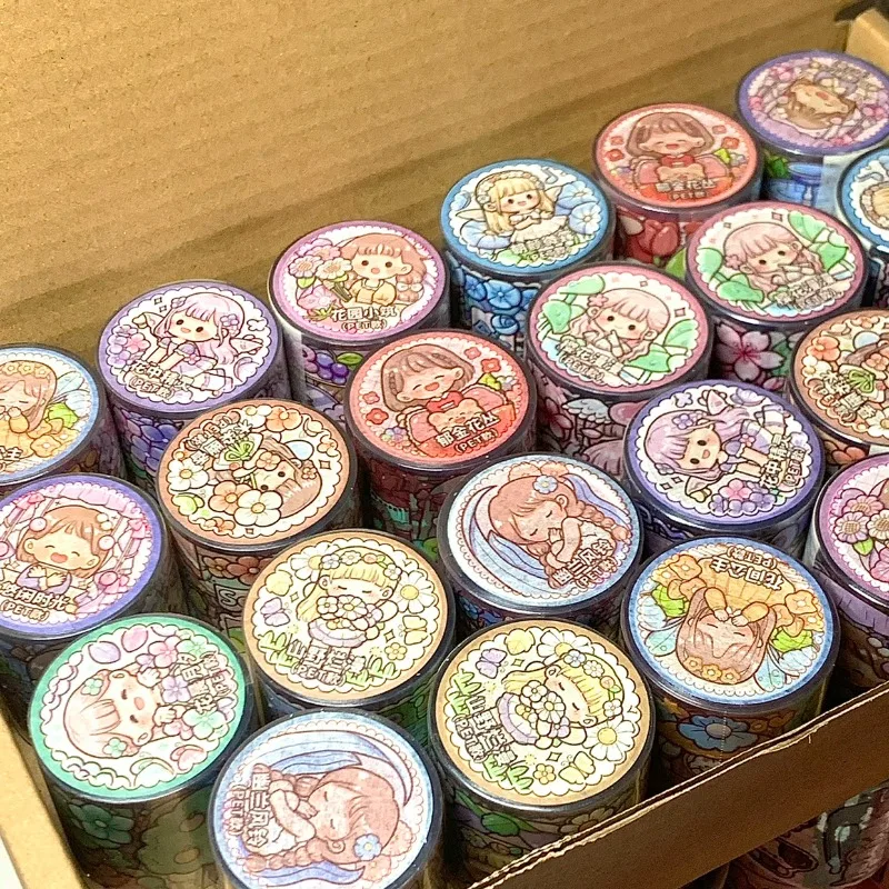 Telado Random 4 Rolls Children's Cartoon Stickers Full Roll Tape Set Special Oil and Paper Tape Non Repetitive Gift Box