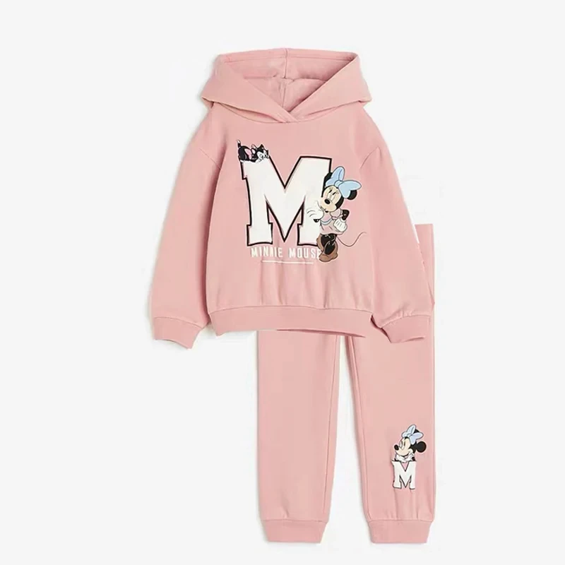 Roze Minnie print outfits met lange mouwen kinderen nieuwe losse sweatshirt leggings cartoon hoodies + broek voor kinderen van 1-6 jaar