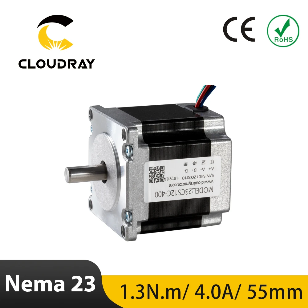 Silnik krokowy Cloudray Nema 23 1,3 Nm 4,0 A, długość 55 mm z wałem o średnicy 8 mm do frezarki grawerującej CNC