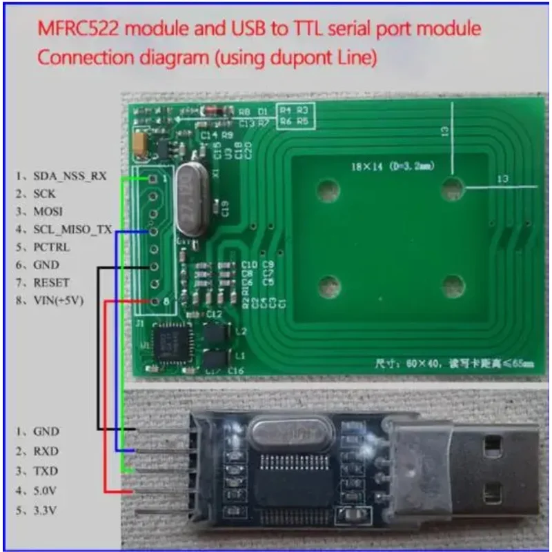 MFRC522 module RFID IC card reader module UART/SPI/I2C interface long distance 65mm